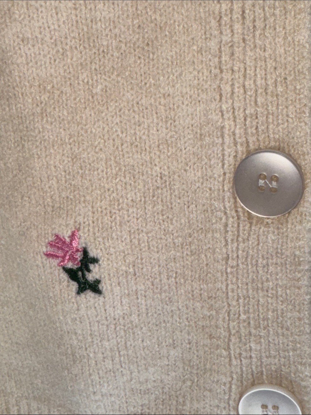 Cream Floral Embroidered Button-Up Cardigan Sweater - Picture 4 of 6